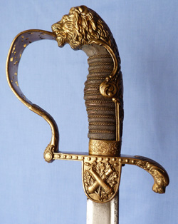 Prussian c.1890 Artillery Officer Lionshead Sword